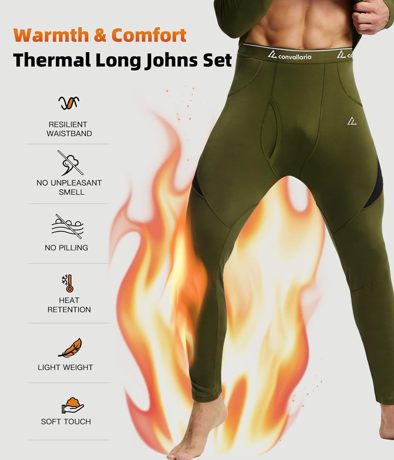 CL convallaria Thermal Underwear Long Johns Set Mens Winter Gift Hunting Gear Sport Base Layer Bottom Top - Colors A