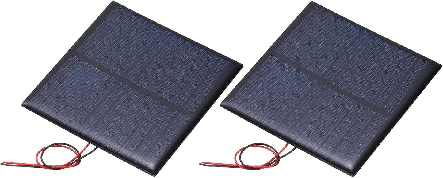 MECCANIXITY 2 Pcs 5.5V 0.44W 70mA Mini Solar Panels, Small Polycrystalline Solar Cell Panel with 2 Cable for DIY Electric Toy Materials Kits Charger, 60mm x 60mm