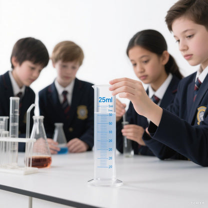 Plastic Graduated Cylinder Set - 25ml/50ml/100ml Measuring Cylinders for Science Lab, Chemistry Experiments, Kids Education - Shatterproof, Durable & BPA-Free (6-Pack 25ml)