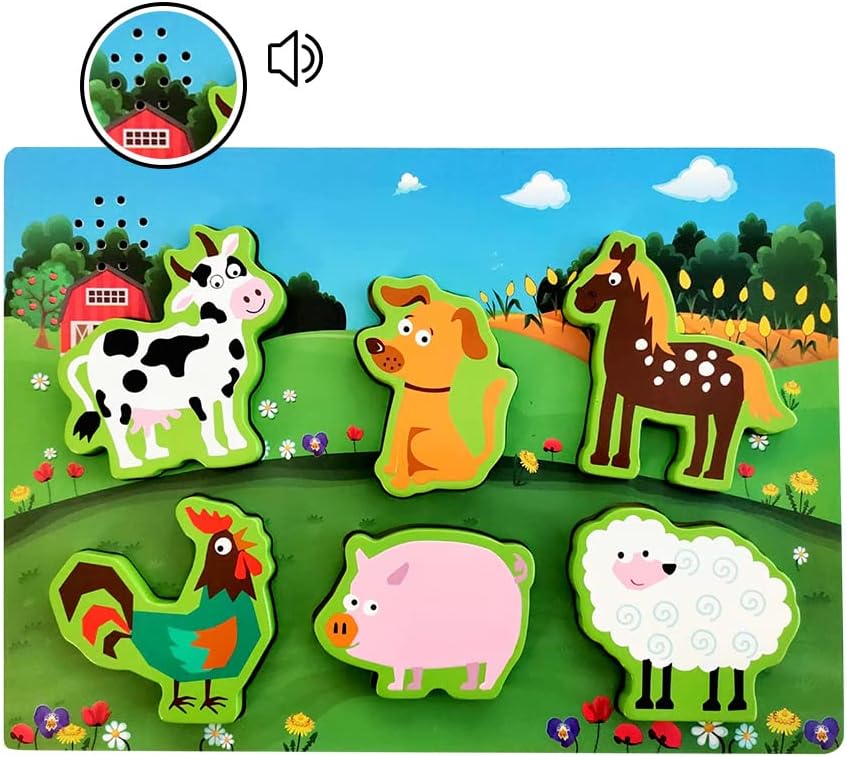 Wooden Transportation Sound Peg Puzzles for Toddlers, Wooden Pegged Puzzle with Sound Effect for Toddlers and Preschoolers, Educational Learning Toy Gift