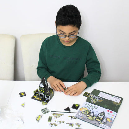 42PCS Mini Magnetic Tiles Army Base Travel Set with Iron Box STEM Educational Military Building Blocks Magnetic Construction Toy for Kids Ages 3 to 8 Creative Gift for Boys and Girls