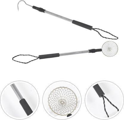 Abaodam Beach Sand Sifter and Shell Scooper with Aluminum Telescopic Rod and Shovel for Outdoor Shell Collecting Rock Hunting and Sand Filtering Tool