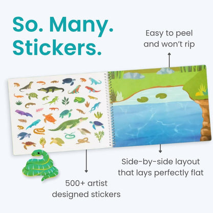 Animals Habitat 500+ Kids Sticker Book by Cupkin Toddler Airplane Travel Activity Coloring and Sticker Book, Road Trip Essentials, 12 Coloring Pages + 12 Scenes for Ages 2–8 Years - Colors B