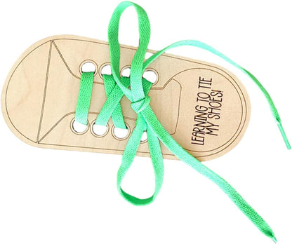 Portable Wooden Lacing Shoe Toy with Colorful Shoelace Tying Practice Board for Parent ' Skill Development Shoe Lace Practice