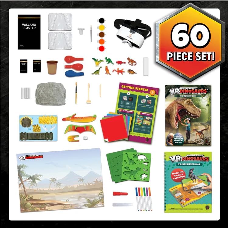 Professor Maxwell's VR Dinosaurs - Virtual Reality Kids Science Kit, Book and Interactive STEM Learning Activity Set (New Edition) - for Ages 7 and Up