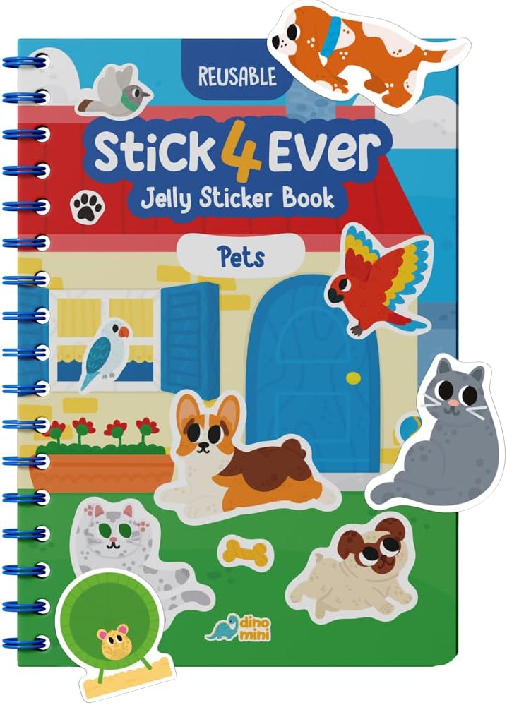Stick4Ever Jelly Sticker Book - for Kids - Waterproof, Easy to Clean Reusable Sticker Book for Toddlers- Reusable Road Trip Activities for Kids - Stocking Stuffers for Toddlers (Wonderland)
