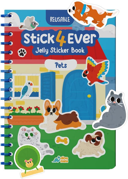 Stick4Ever Jelly Sticker Book - for Kids - Waterproof, Easy to Clean Reusable Sticker Book for Toddlers- Reusable Road Trip Activities for Kids - Stocking Stuffers for Toddlers (Wonderland)