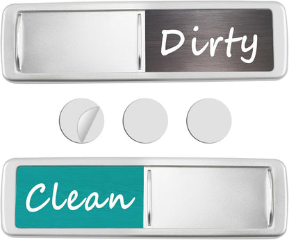 Dishwasher Magnet Clean Dirty Sign, Slide Strong Clean and Dirty Refrigerator Magnet Indicator for Dishwasher, Non-Scratch, Easy to Read, Self-Adhesive for Non-Magnetic Dishwasher（LightGray Brown）