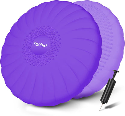 kisnbld Wobble Cushion, Extra Thick Wiggle Seat for Sensory Kids, Non-slip Balance Disc with Inflation Pump for Adults Core Strength, Posture Improvement & Physical Therapy (13.5in/34cm)