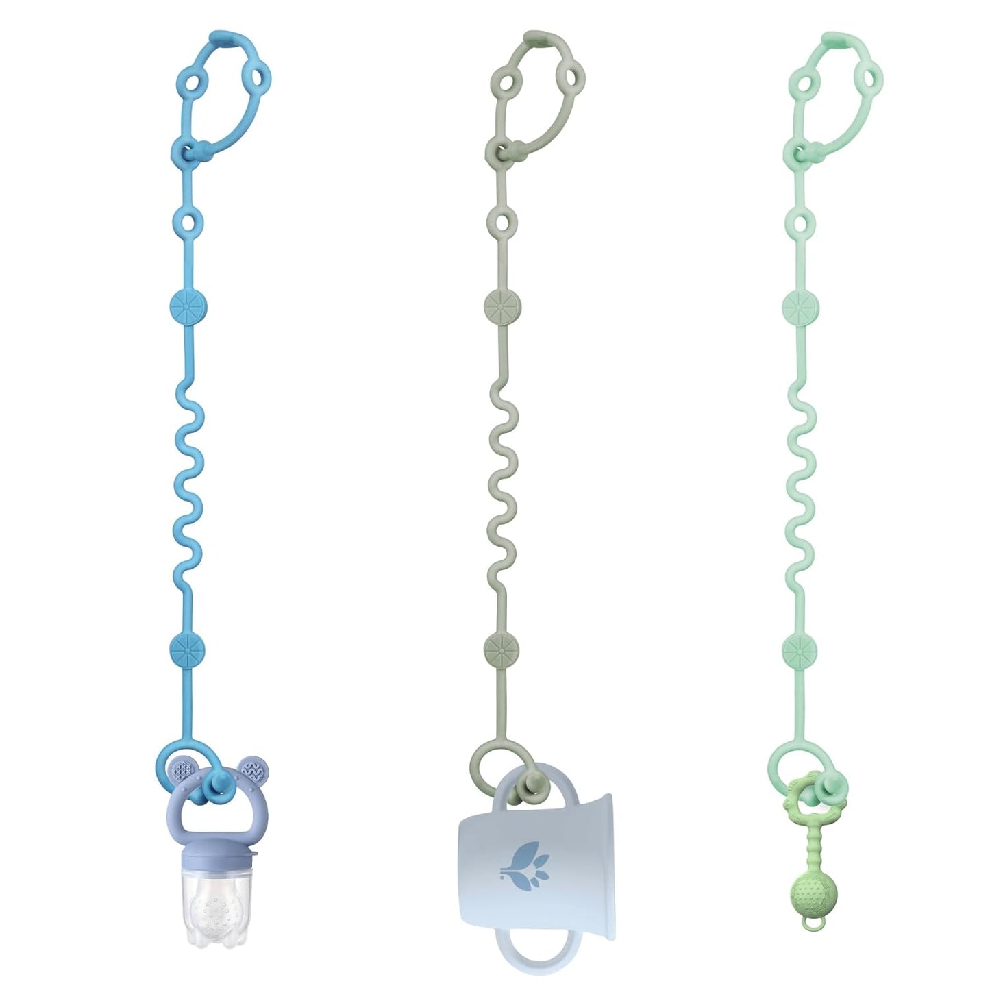 LittleHugs Toy Straps for Baby, 5pcs Adjustable Toy Holder for Stroller Accessories, Silicone Tether Pacifier Clip, No Throw Travel Essential Leash for High Chair, Car Seat (5-Pack)