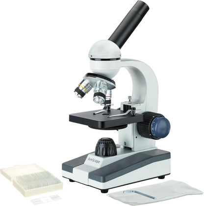 AmScope M150C / M150C-I 40X-1000X All-Metal Optical Glass Lenses Cordless LED Student Biological Compound Microscope