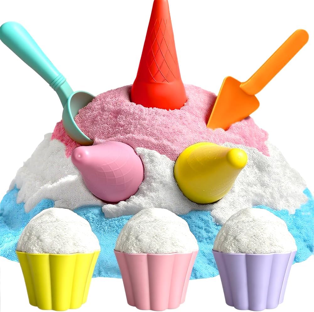 GushySnow® Latex Material Creativity Sensory Bin Filler Toy Ice Cream Cone Cake Cup Sensory bin for Preschool Girl boy Kid Children 6 Years