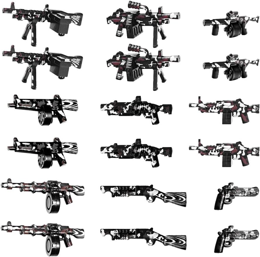 390+ Pcs Military Weapon Pack Building Blocks Toys Army Weapon Set Soldier Gear Set SWAT Accessories Kits, Camouflage Helmet Tactical Vest Shields Gatling, Compatible with Major Minifigure