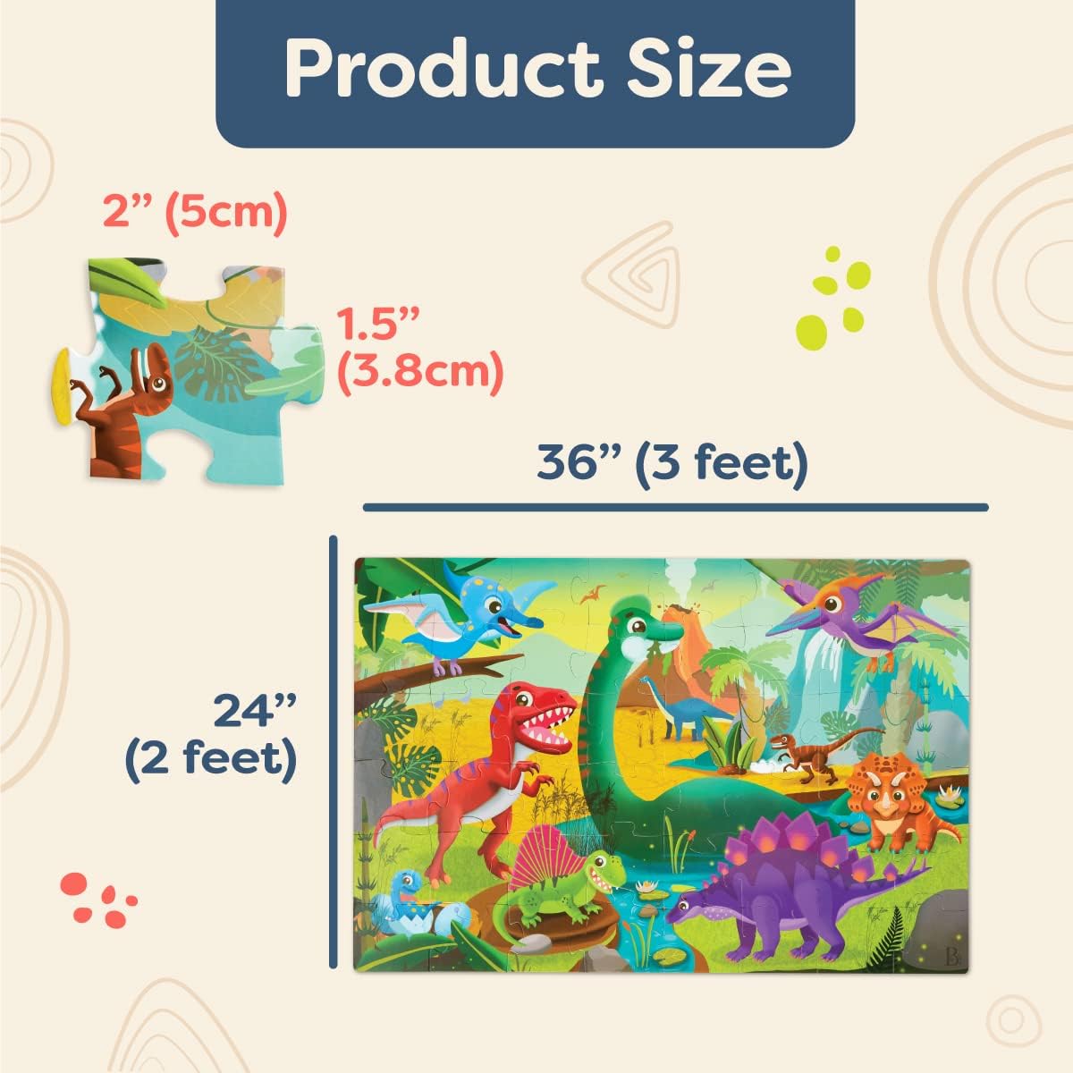 B. toys – Under The Sea Floor Puzzle – Kids Puzzles Jigsaw Puzzles – 48 Pieces Kids Puzzle with Ocean Animals – Educational 24 x 36-Inch Learning Toy for 3+ Years – Colorful Marine Life Adventure-Inch