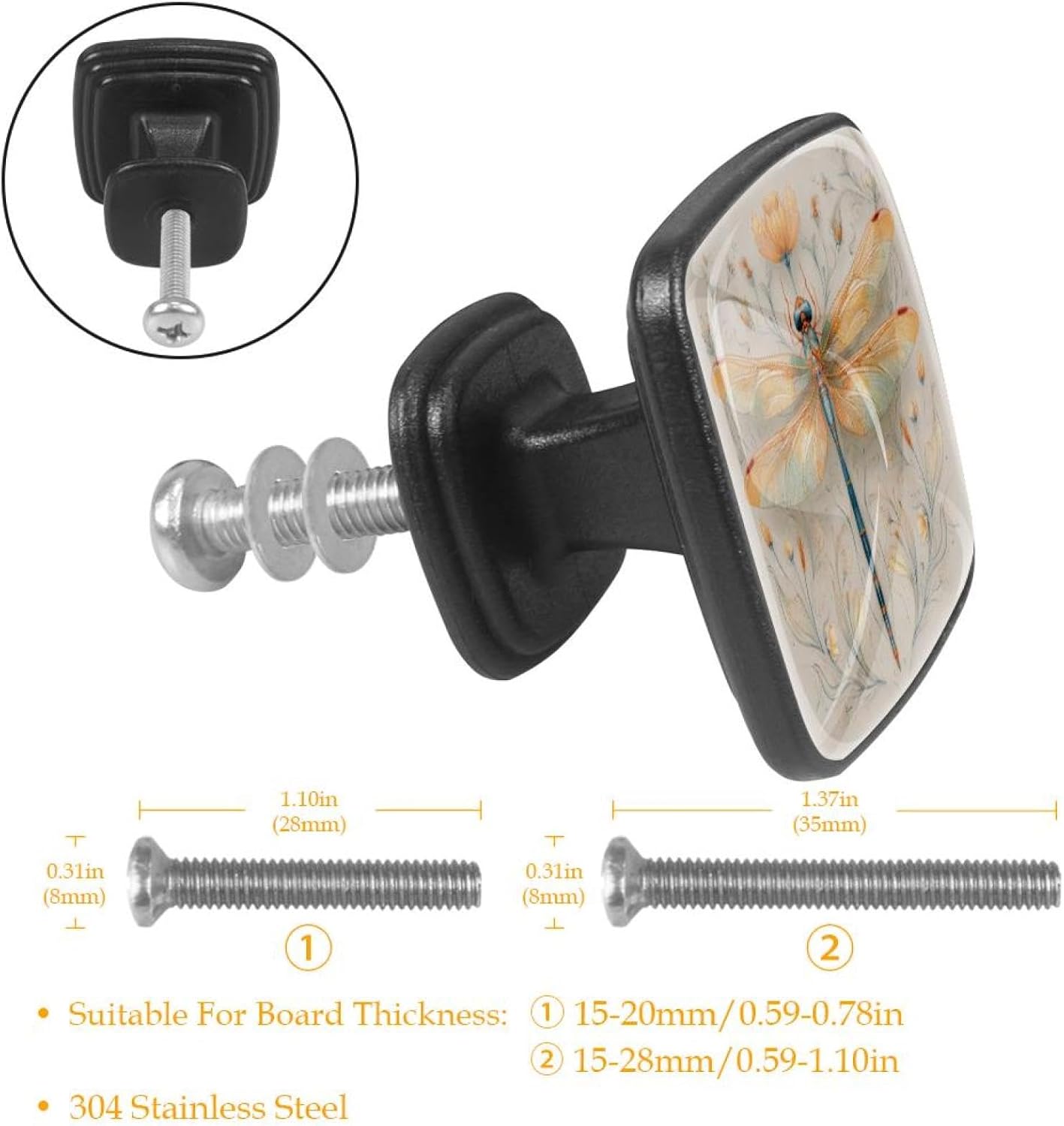 4 Pack Cabinet Knobs Drawer Pulls, 30mm Round ABS Glass Drawer Hardware Growing Purple Butterflies Cabinet Handles with Screws for Dressers Kitchens Cupboard