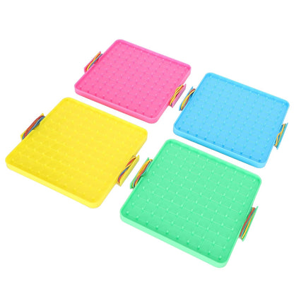 HEEPDD 4Pcs Nail Board Toy, Rubber Band Pegboard Set for Kids Educational Math Learning, with Round Smooth Corners and Durable Plastic, Fun Teaching Aids for Classroom or Home