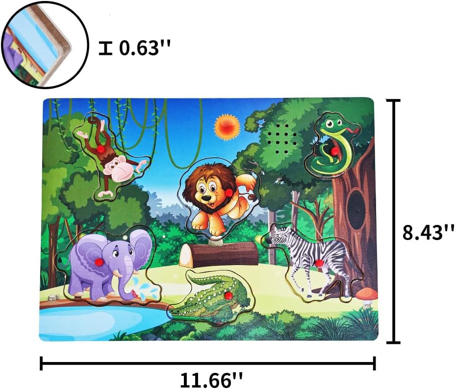 Wooden Transportation Sound Peg Puzzles for Toddlers, Wooden Pegged Puzzle with Sound Effect for Toddlers and Preschoolers, Educational Learning Toy Gift