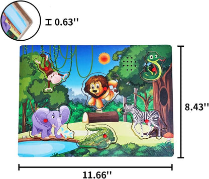 Wooden Transportation Sound Peg Puzzles for Toddlers, Wooden Pegged Puzzle with Sound Effect for Toddlers and Preschoolers, Educational Learning Toy Gift