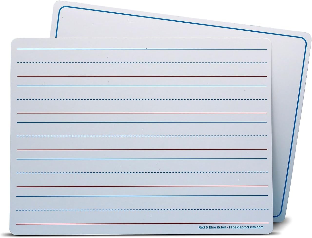 Flipside Products 9" x 12" Two-Sided Red & Blue Ruled/Plain Dry Erase Learning Mat, Flexible, Handwriting Practice, Education Learning, Lined, Economical - 12 Pack