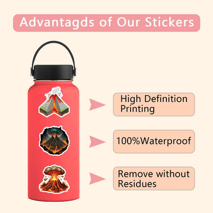 54 Pcs Volcano Stickers Pack for Kids Teens Adults, Volcanic Eruption Vinyl Waterproof Stickers and Decals for Water Bottles Skateboard Car Bike Phone Case Laptop, Volcano Birthday Party Favors