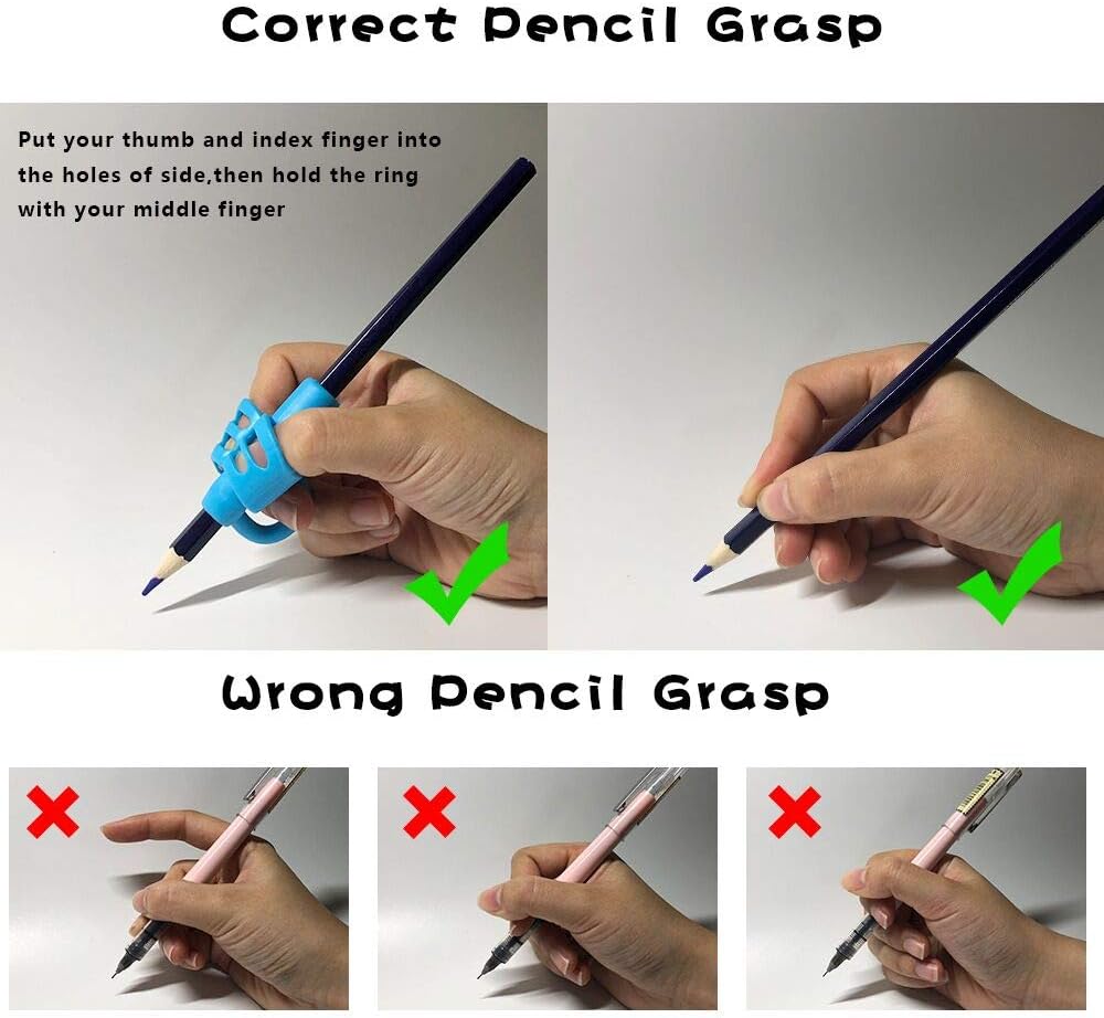 KOABBIT Pencil gripper kids/toddler handwriting aid tools for beginners,Pencil Holder for preschooler 2-4 Years learning to Write for Children's Training Pen Holding Posture Correction Tools(3 PACK)