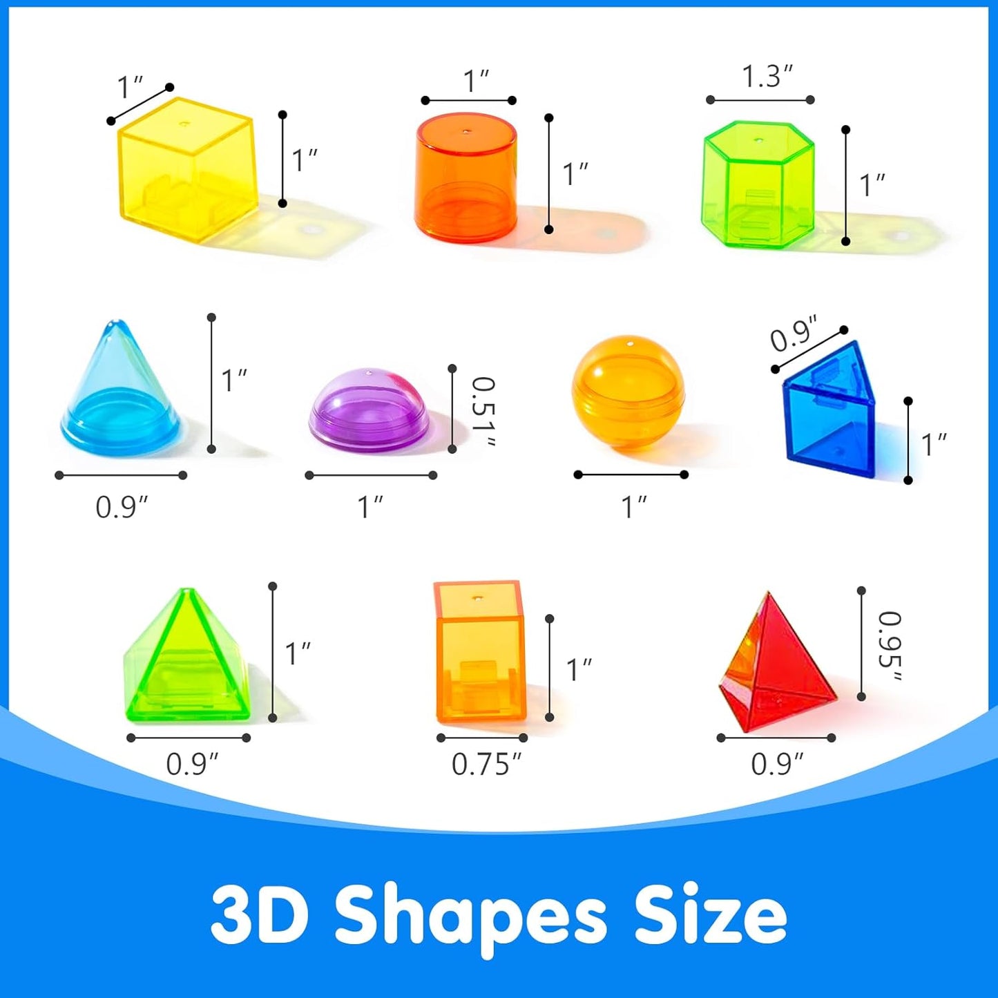 60 Pcs Mini 3D Shapes for Teaching - Bright LED Light Box - 16" -,Light Table for Kids, Color & Light Discovery, Artistic Exploration and Creative Play
