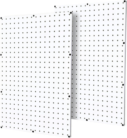 WallPeg PEGBOARD Panels Peg Board Plastic Pegboard Kit 24"x24" (2, White)