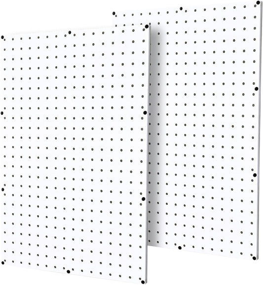 WallPeg PEGBOARD Panels Peg Board Plastic Pegboard Kit 24"x24" (2, White)