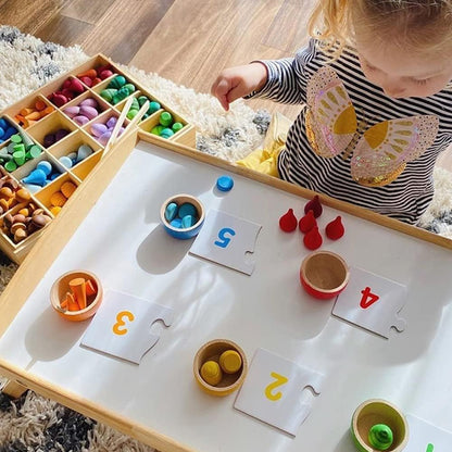 Candywood Large Set Full Rainbow Color Style Wooden Loose Parts Sensory Play Toys, Mandala 7 Shapes, 27 Colors, Stacker Nesting Toys Parts(81 PCS)…