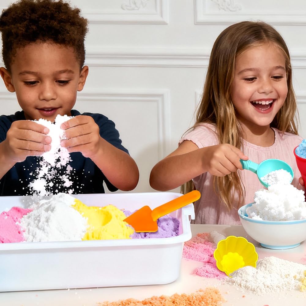 Sensory Bin Filler for Toddlers, Fake Snow Play Sand, Soft Latex Sensory Table Fillers for Classroom Learning, White Sensory Material for Indoor Sensory Play