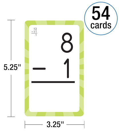 Carson Dellosa 54 Subtraction Flash Cards, All Facts for Subtracting Through 12, Mathematics Flashcards for Ages 6 and Up, Kindergarten, 1st Grade Learning Activities and Math Games for Kids 5-7
