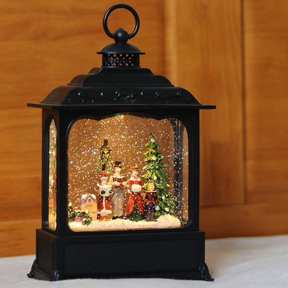 Eldnacele Musical Snow Globe Lantern with Timer, Lighted USB/Battery Operated Swirling Singing Water Glittering Lantern, Snow Globes for Adults and Kids Christmas Decoration- Santa