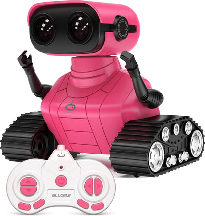 ALLCELE LED RC Robot Toys for Girls with Programming, Music, Demo and LED Function, Remote Control Robot Toy, Gift for Girls 3-8 Years Old Blue Pink
