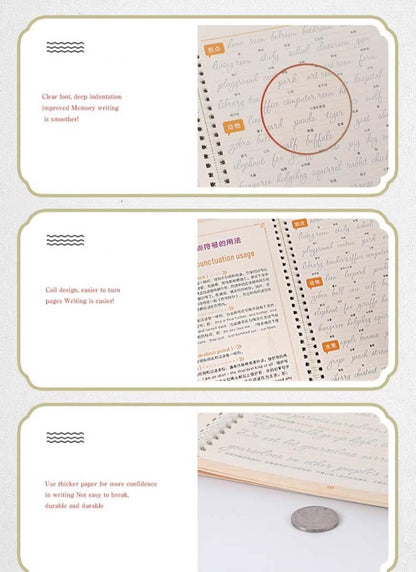 Beautiful Round English Calligraphy Practice Copybook, English Handwriting Practice Book Groove English Cursive Calligraphy