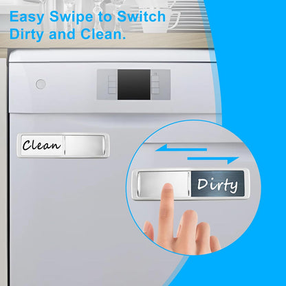 Dishwasher Magnet Clean Dirty Sign, Slide Strong Clean and Dirty Refrigerator Magnet Indicator for Dishwasher, Non-Scratch, Easy to Read, Self-Adhesive for Non-Magnetic Dishwasher（LightGray Brown）