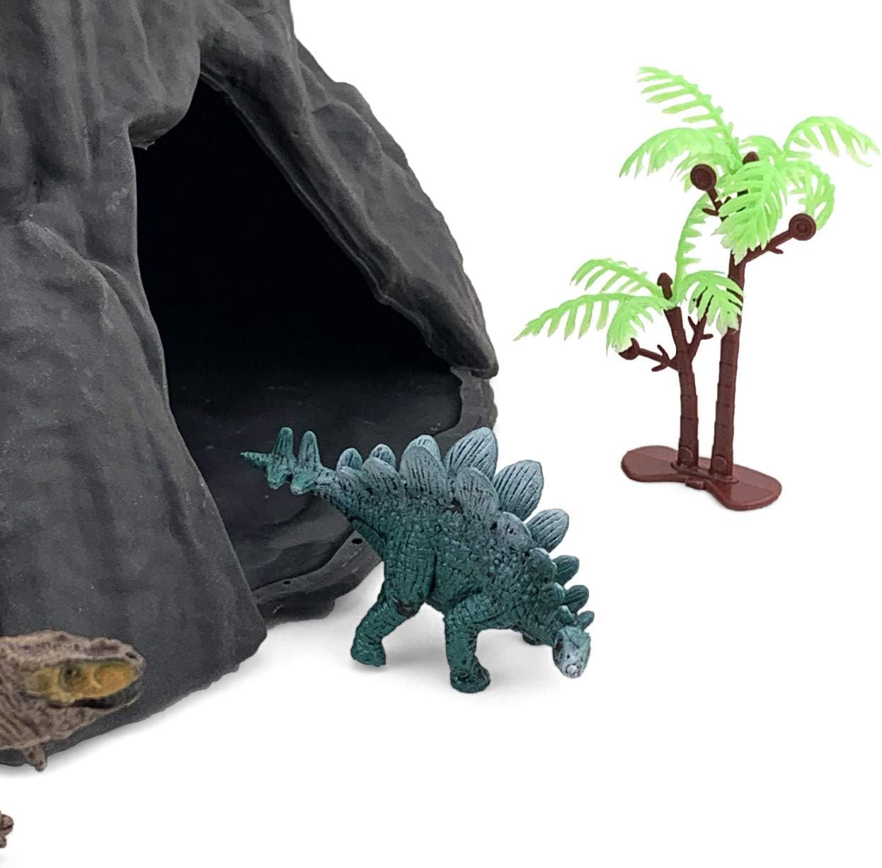Enjoyin Volcano Dinosaur Playset Including 4 Dinosaurs and 2 Trees Volcano Dinosaur Toys for Kids