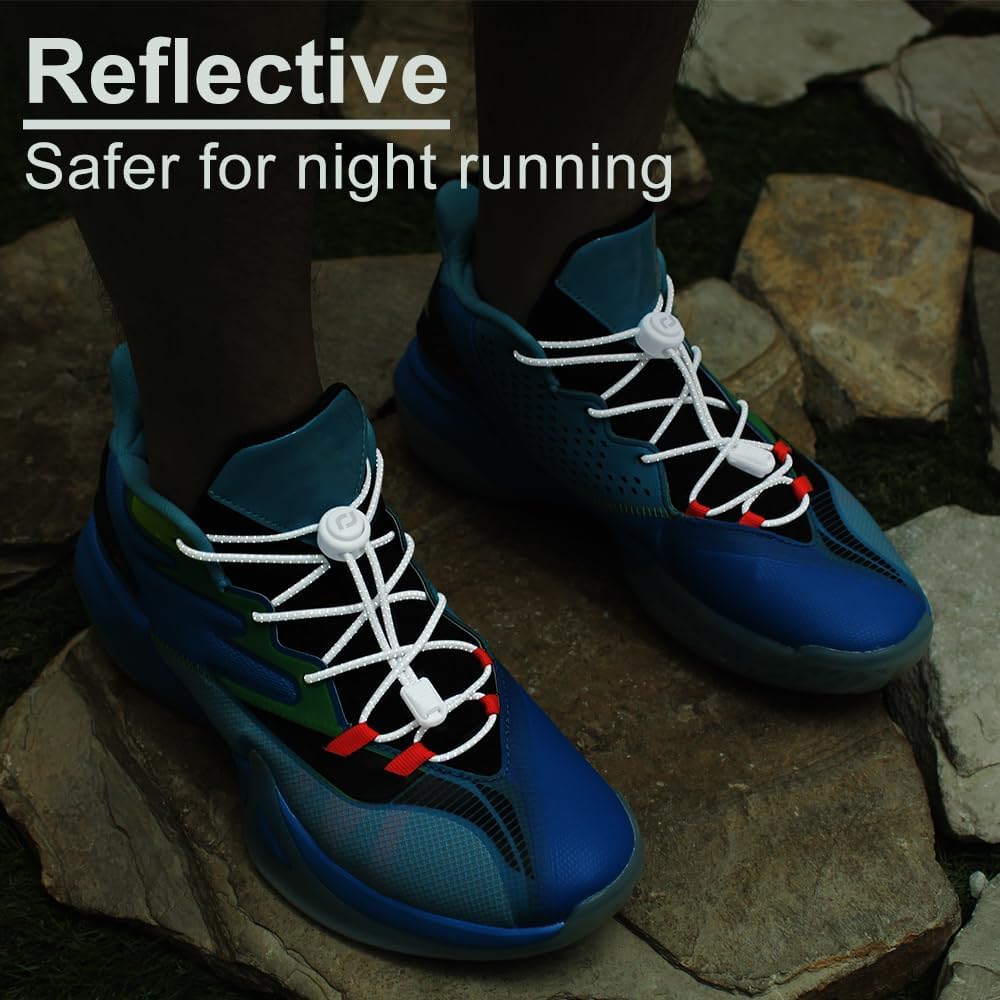 RJ-Sport Tieless Elastic Shoe Laces - Heavy Duty No Tie Shoelaces for Kids and Adult with Strong Lock and Speed Shoestrings