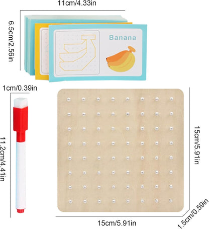 Rubber Band Board, Education Toys for Kids, Math Manipulative Education for Kids with Challenge Cards for Creating Geometric Shapes, STEM