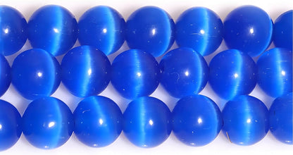 HAAMIIQII 8mm Light Blue Cat Eye Glass Round Crystal Stone Loose Gemstone Beads for Jewelry Making Bracelets Necklaces Earrings Crafts (45-50pcs)