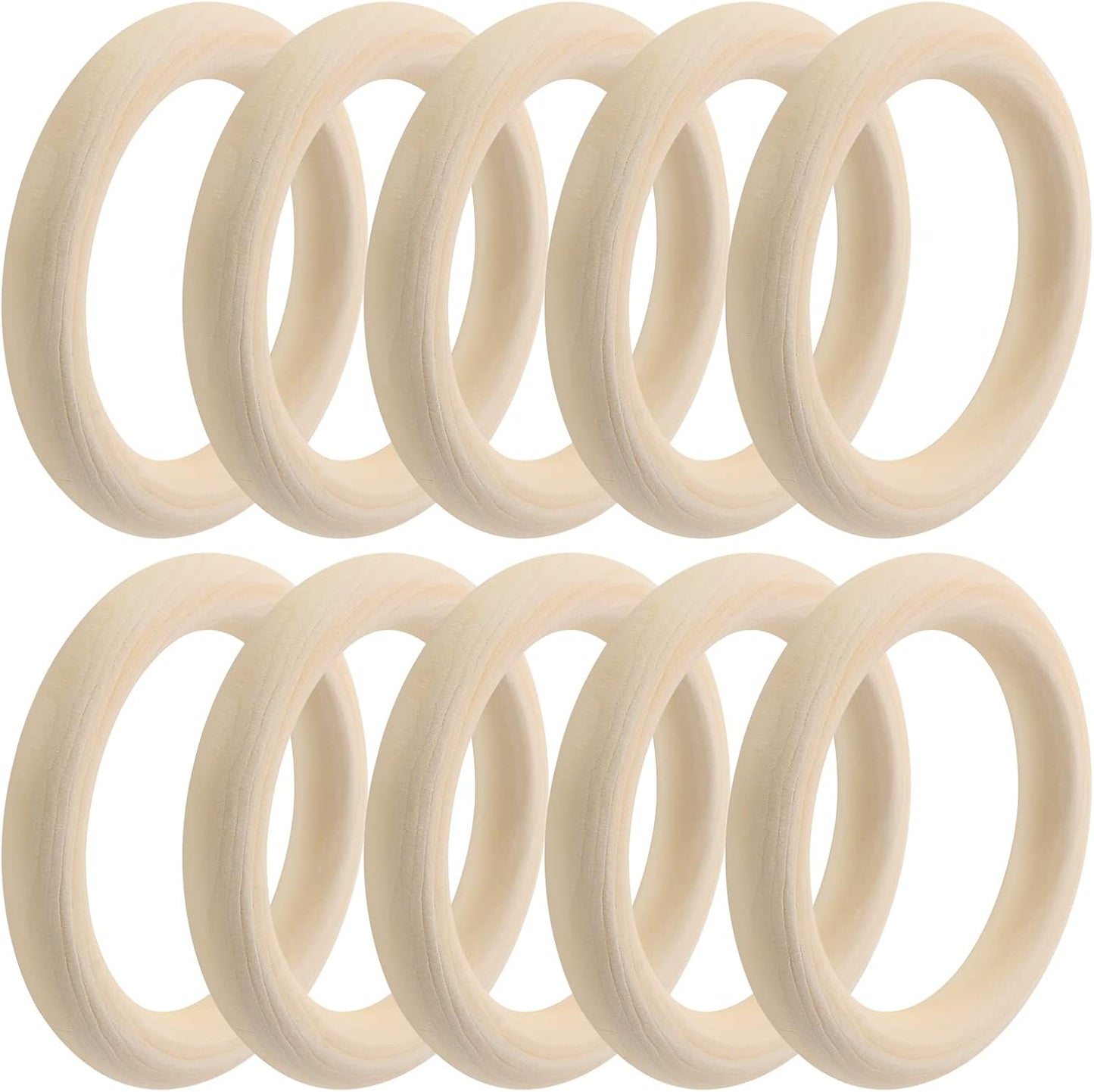 100pcs 5 Sizes Natural Wood Rings, Unfinished Solid Wooden Hoops, Smooth Wooden Rings for Craft, Jewelry Making, DIY Pendant Connectors (Assorted Sizes)