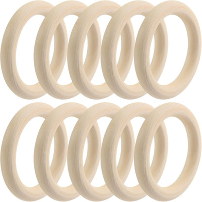 100pcs 5 Sizes Natural Wood Rings, Unfinished Solid Wooden Hoops, Smooth Wooden Rings for Craft, Jewelry Making, DIY Pendant Connectors (Assorted Sizes)
