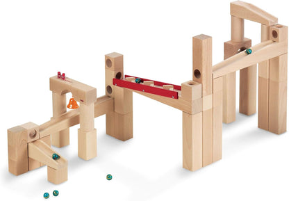 HABA Wooden Marble Run Ball Track Building Set for 4-10 Year Olds, STEM Toy with 49-Piece Wooden Track and Marbles, Montessori Toys for 4 Year Olds