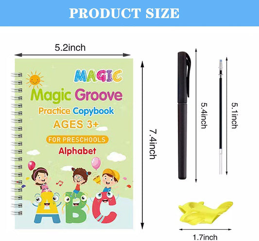 Magic Grooved Writing Practice for Kids,Disappearing Ink Handwriting Book, Writing Practice for Kids Age 3-5 Calligraphy