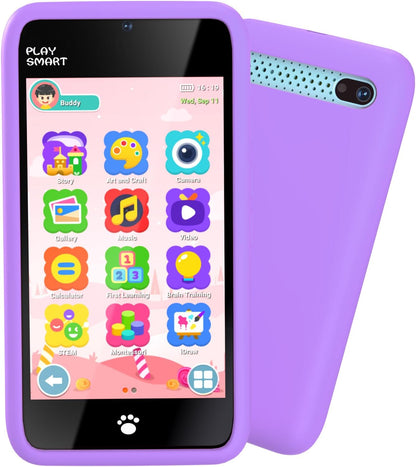 MOMILLA Kids Smart Phone Toys for Girls, 3.97” Touchscreen, Dual Cameras with Stickers, 200+ Games & 16GB Storage, Christmas Birthday Gifts for Kids Age 3-10, Educational Mini Toddler Play Phone Toy