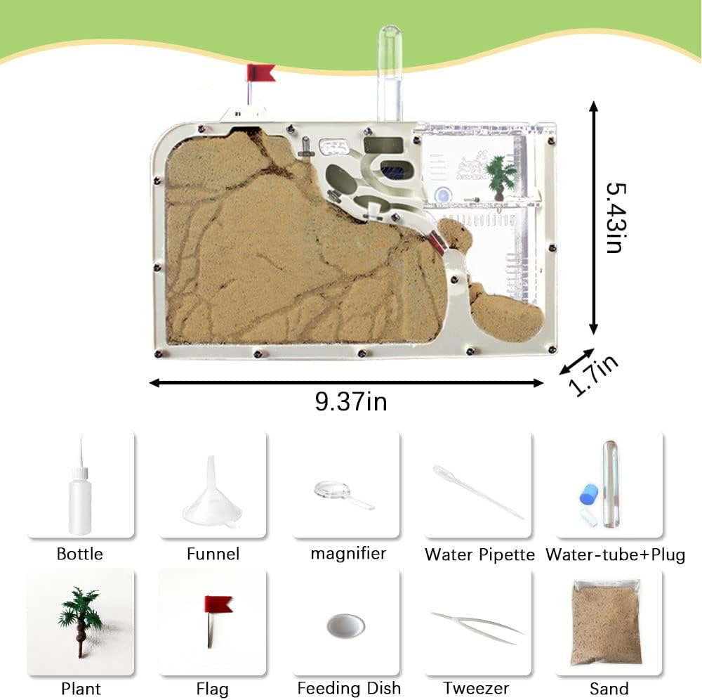ELNMLHT Ant Farm Castle, Ant Farms with Yellow Sand and Tool Kit, Ant Colony Observation Kit, Ant Viewing Habitat Science Kit, Educational & Learning Science Kit for Kids, Adults, Student (Ant Farm B)