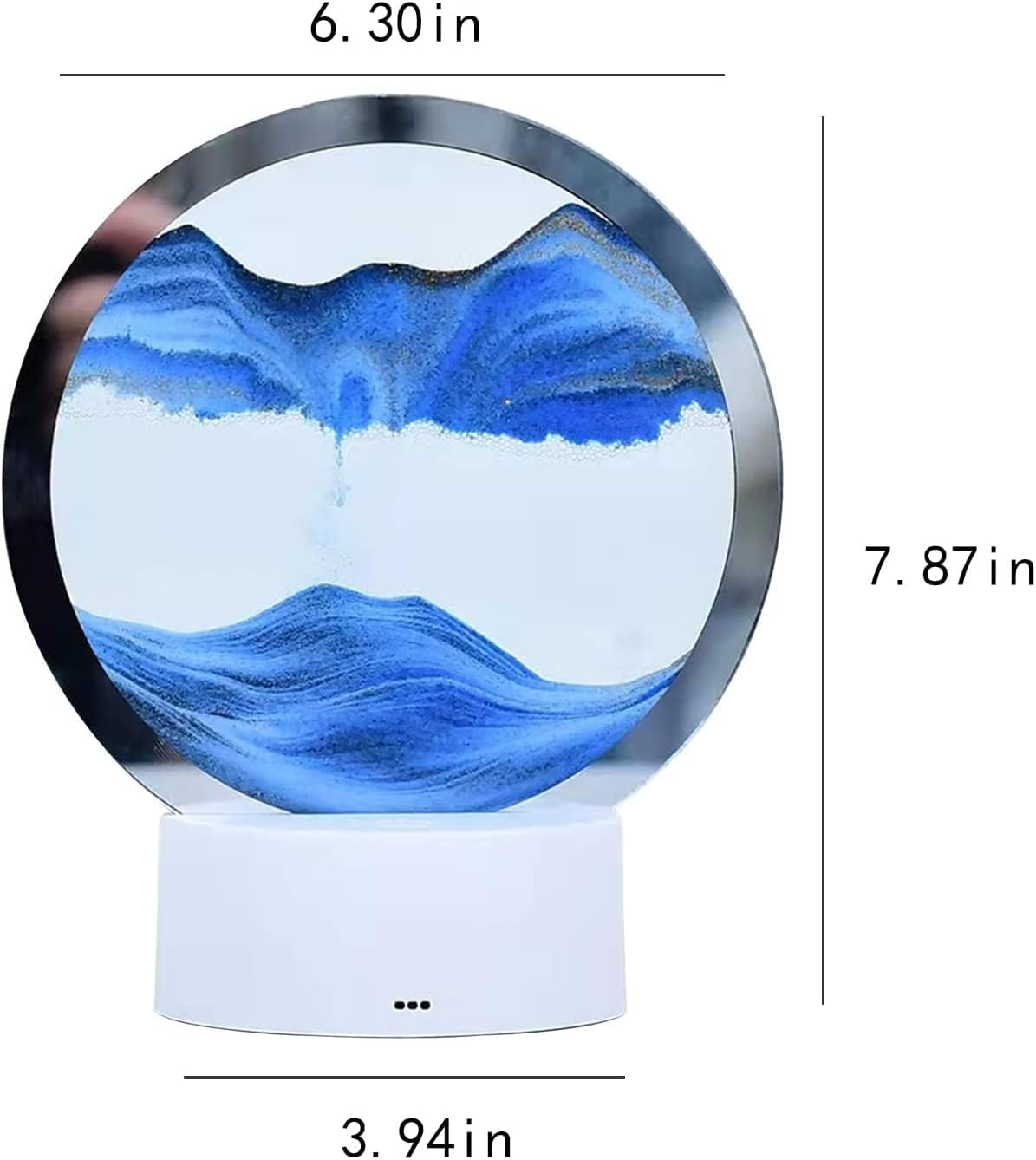 Moving Sand Art Picture Round Glass 3D Deep Sea Sandscape in Motion Display Flowing Sand Frame, Large Desktop Art Toys, Home & Office Desktop Decorations(Black, RC-Crotrol)