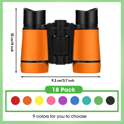 Yeaqee 18 Pack Kid Binoculars Toy Bulk Shock Proof Party Favor Binoculars Gifts for Age 6+ Years with Neck String Folding Mini Small Telescope Children Kids Camping Outdoor Educational Gifts