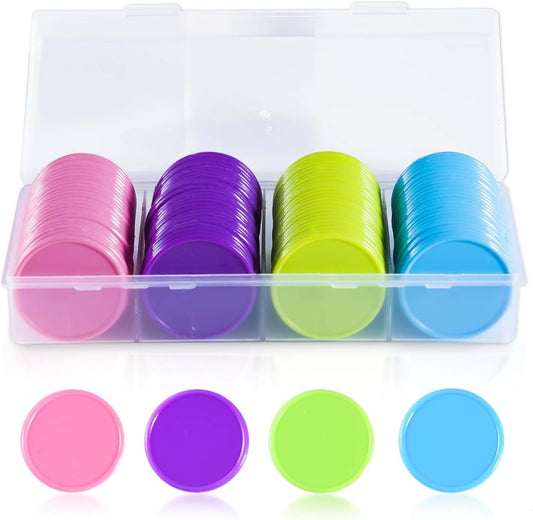SenseYo 100 Pcs 1.45 Inch Poker Chips with Storage Box for Kids Math Counting Card Game Conters
