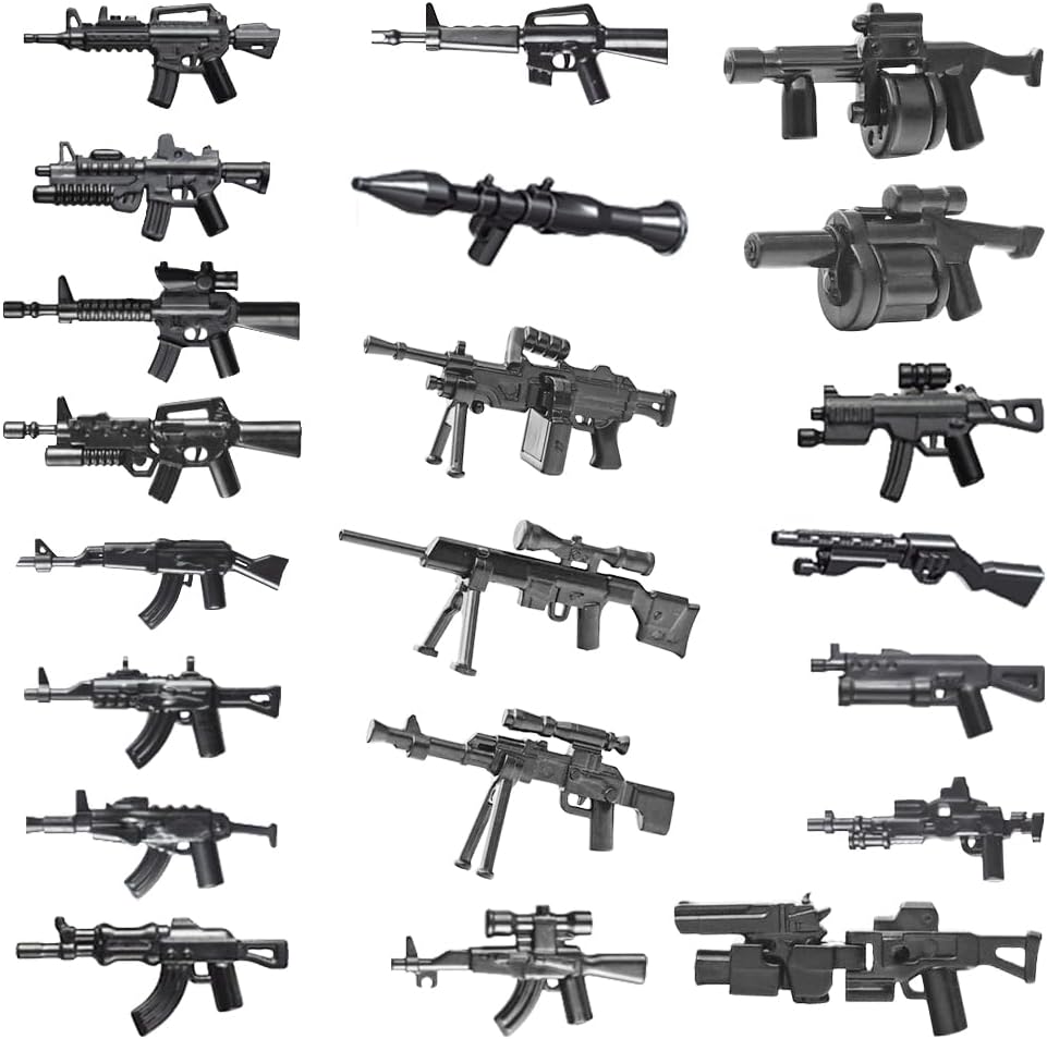 390+ Pcs Military Weapon Pack Building Blocks Toys Army Weapon Set Soldier Gear Set SWAT Accessories Kits, Camouflage Helmet Tactical Vest Shields Gatling, Compatible with Major Minifigure