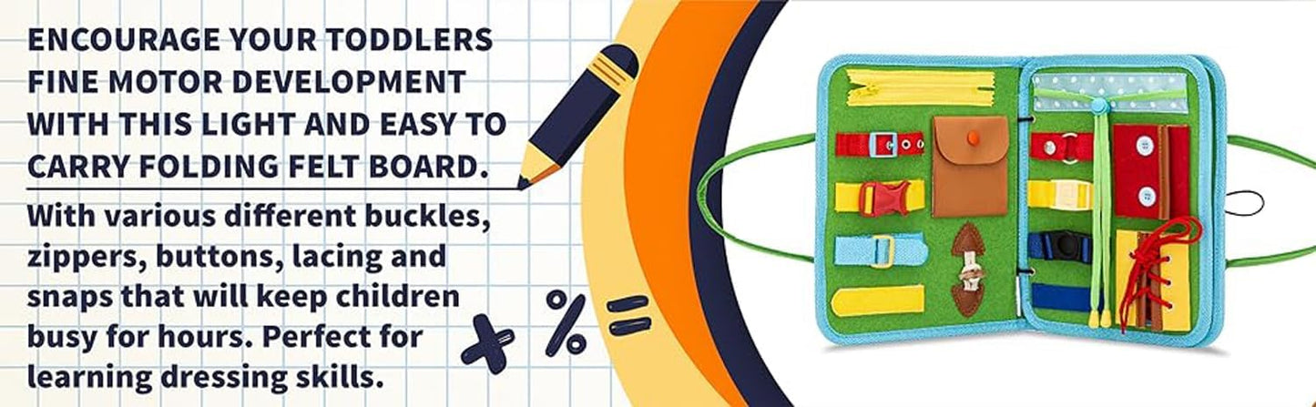 Vangoddy Portable Quiet Book for Toddlers, Perfect Screen-Free Toy for Kids, Travel Busy Board & Activity Center for Airplane & Car